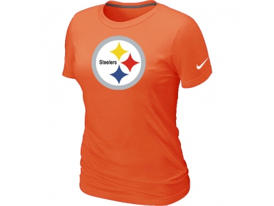 Women Pittsburgh Steelers Orange Logo T-Shirt