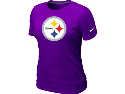 Women Pittsburgh Steelers Purple Logo T-Shirt