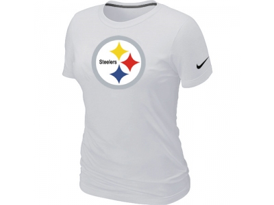 Women Pittsburgh Steelers White Logo T-ShirtM7ZXX
