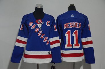 Women Rangers 11 Mark Messier Blue Women Adidas Jersey