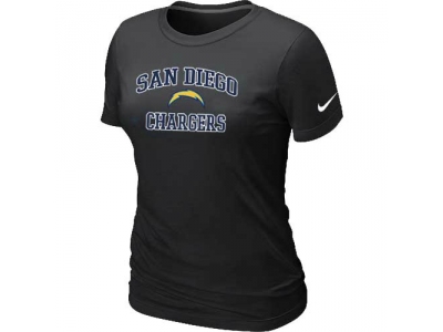 Women San Diego Charger Heart & Soul Black T-Shirt