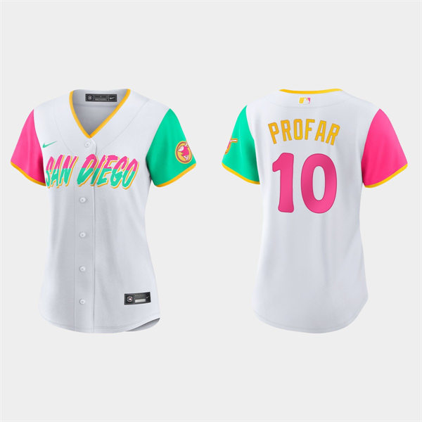Women San Diego Padres #10 Jurickson Profar White 2022 City Connect Jersey