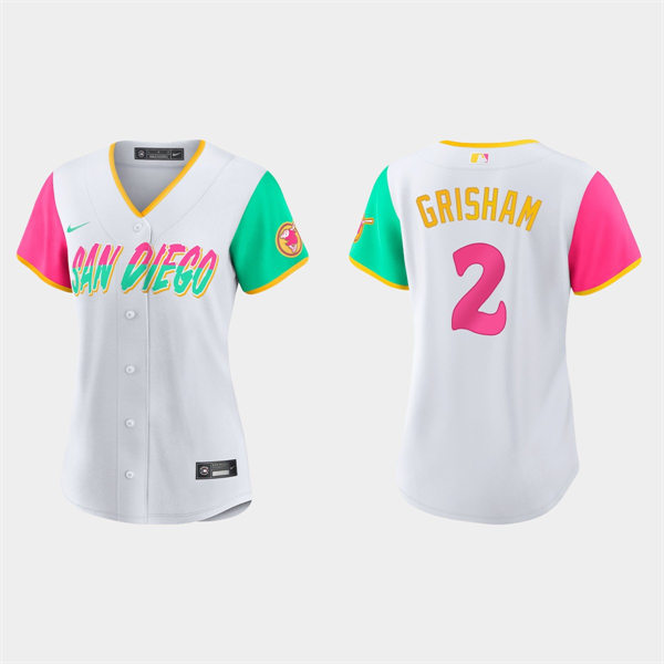 Women San Diego Padres #2 Trent Grisham White 2022 City Connect Jersey