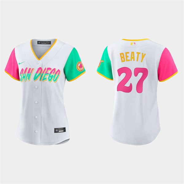 Women San Diego Padres #27 Matt Beaty White 2022 City Connect Jersey