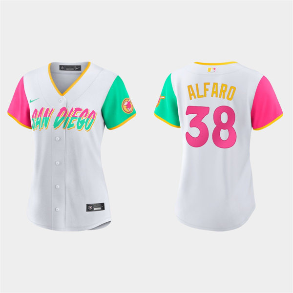 Women San Diego Padres #38 Jorge Alfaro White 2022 City Connect Jersey