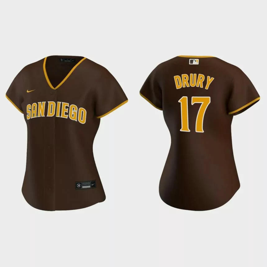 Women San Diego Padres Brandon Drury Brown Replica Jersey