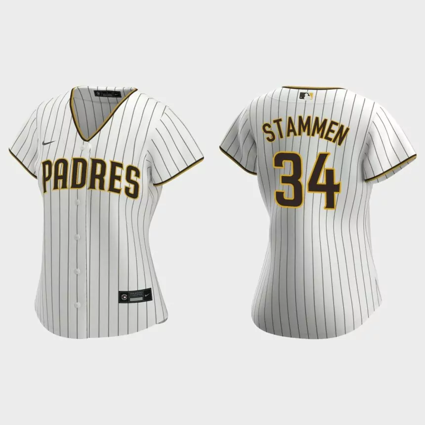 Women San Diego Padres Craig Stammen White Brown Replica Jersey