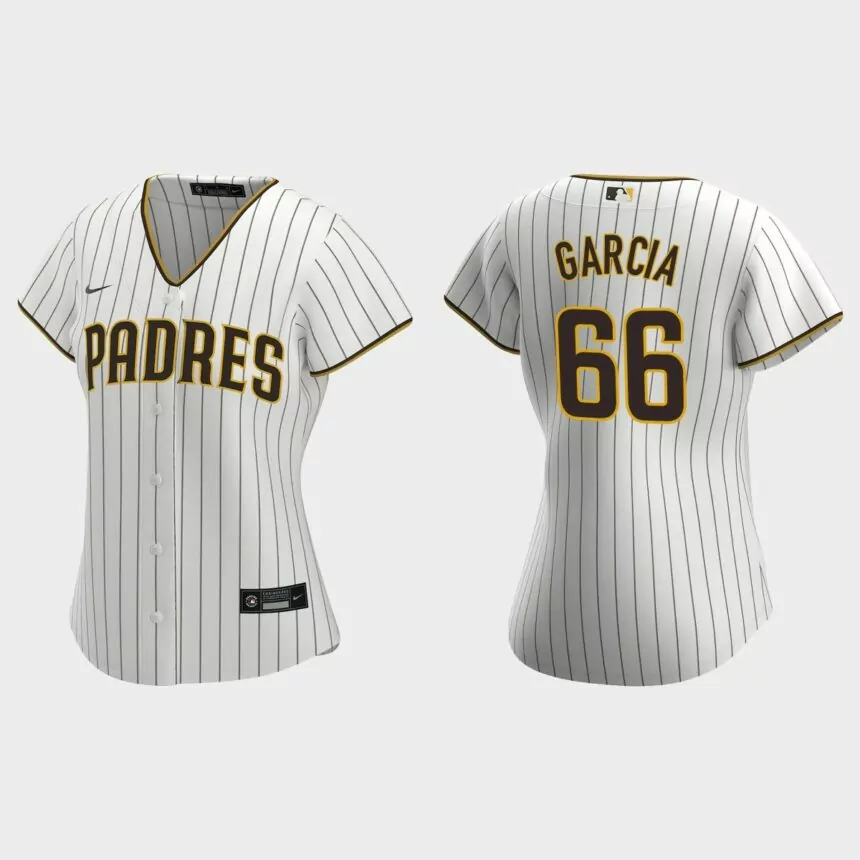 Women San Diego Padres Luis Garcia White Brown Replica Jersey