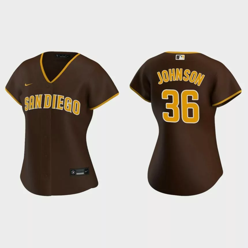 Women San Diego Padres Pierce Johnson Brown Replica Jersey