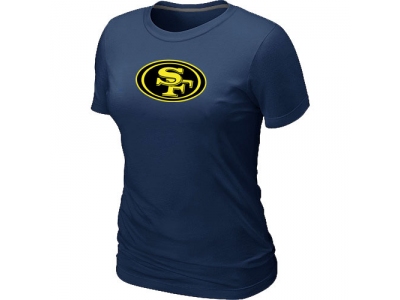 Women San Francisco 49ers Neon Logo Charcoal D.Blue T-shirt