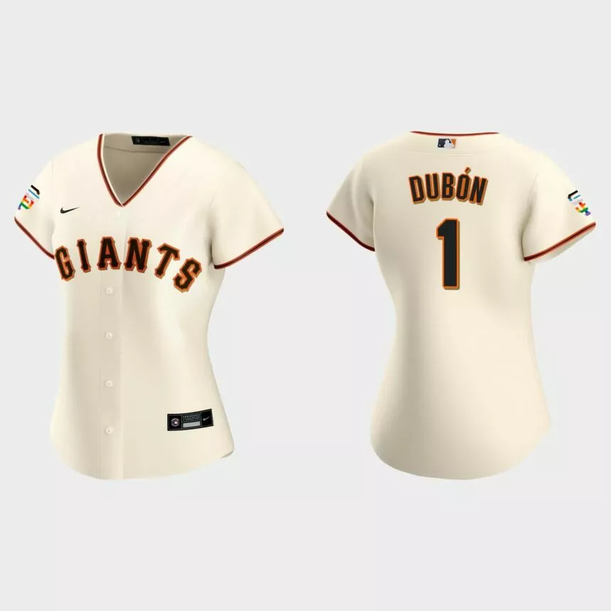Women San Francisco Giants Mauricio Dubon Replica Cream 2021 Pride Month Home Jersey