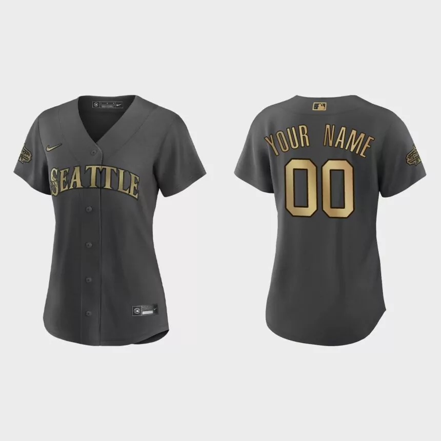 Women Seattle Mariners Custom Charcoal 2022 MLB All-Star Game Replica Jersey