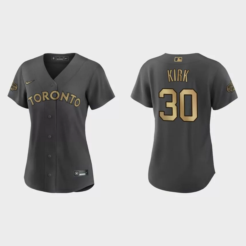 Women Toronto Blue Jays Alejandro Kirk Charcoal 2022 MLB All-Star Game Replica Jersey