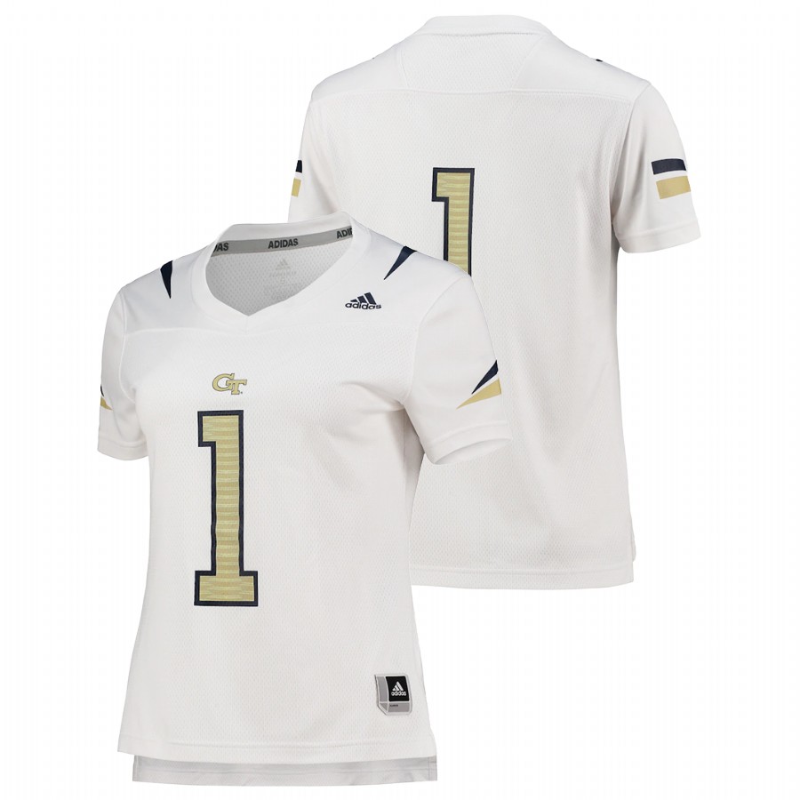 Women White Georgia Tech Yellow Jackets Custom College Football Replica Jersey