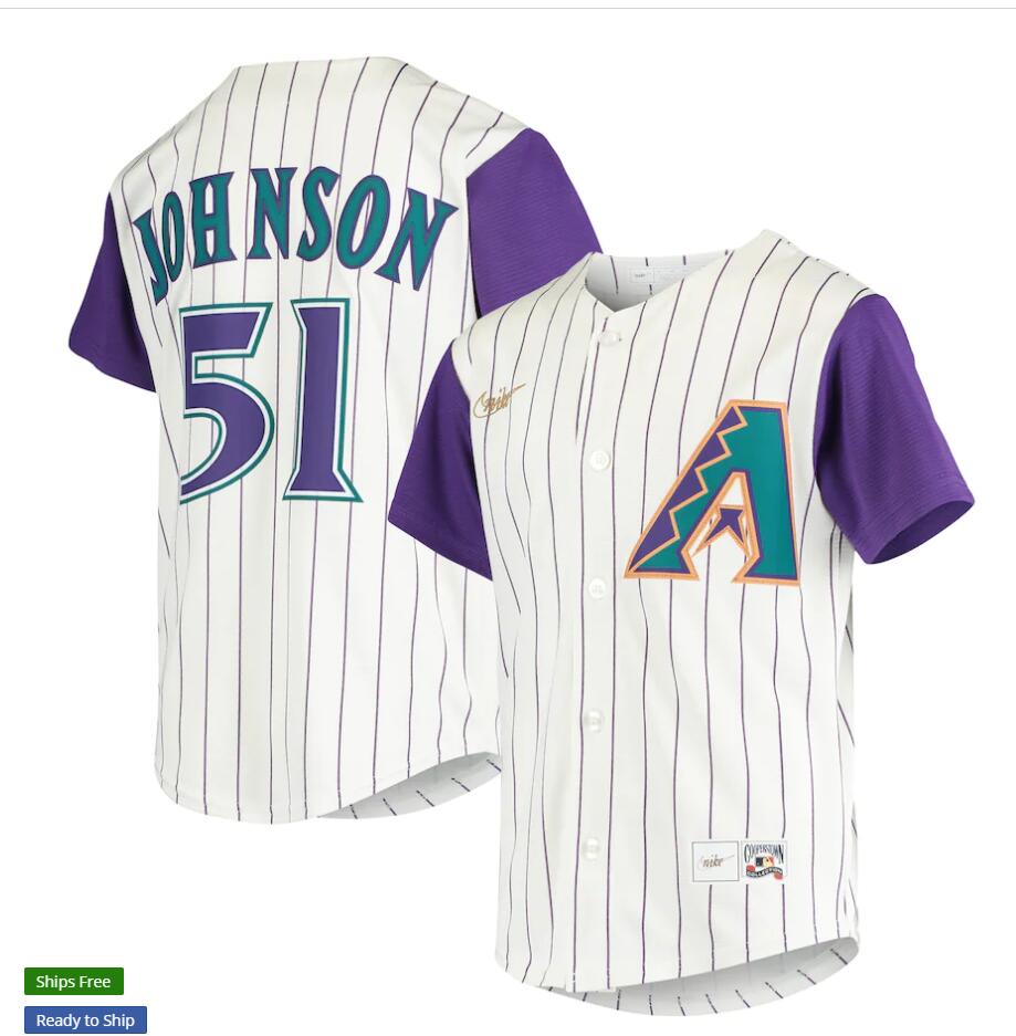 Womens Arizona Diamondbacks #51 Randy Johnson Nike Cream Cooperstown Collection