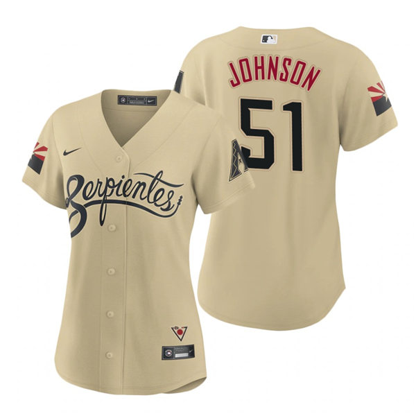Womens Arizona Diamondbacks Retired Player #51 Randy Johnson Nike Tan 2021 Arizona City Connect