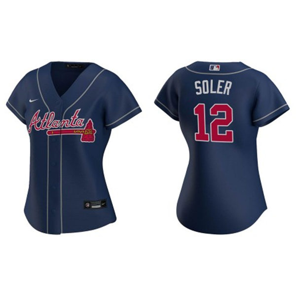 Womens Atlanta Braves #12 Jorge Soler Nike Navy Alternate Cool Base Jersey