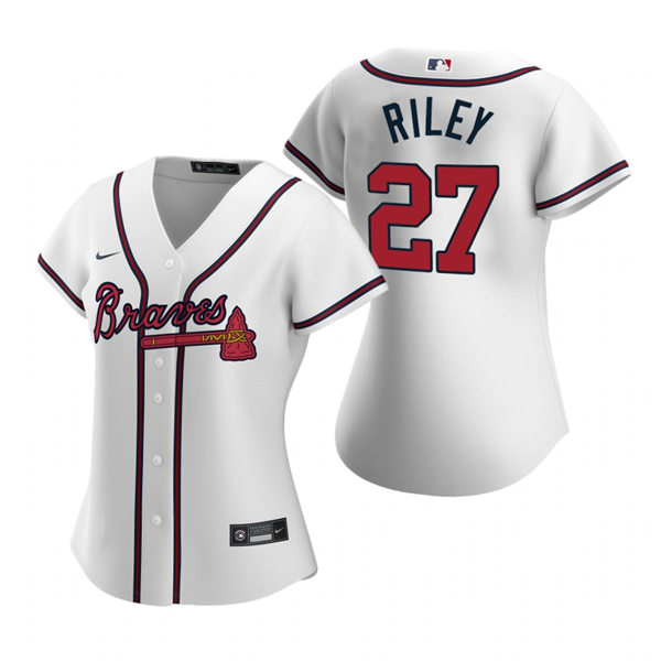 Womens Atlanta Braves #27 Austin Riley Nike Home White Cool  Base Jersey