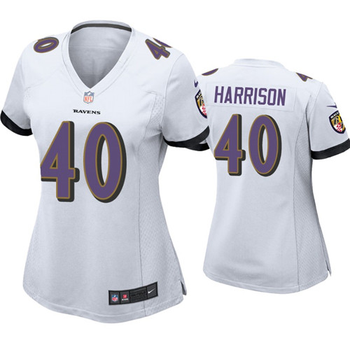 Womens Baltimore Ravens #40 Malik Harrison Nike White Limited Jersey