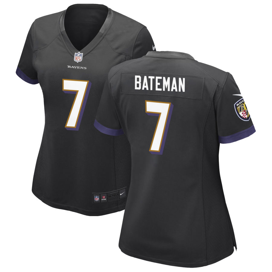 Womens Baltimore Ravens #7 Rashod Bateman Nike Black Vapor Limited Player Jersey