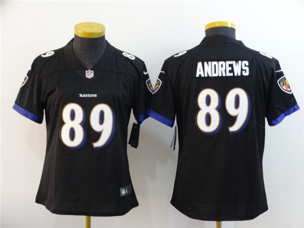Womens Baltimore Ravens #89 Mark Andrews Nike Black Vapor Limited Player Jersey