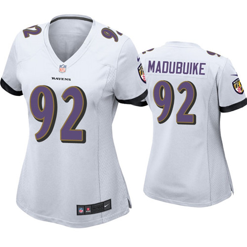 Womens Baltimore Ravens #92 Justin Madubuike Nike White Limited Jersey