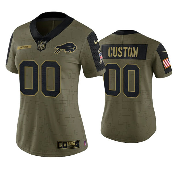 Womens Buffalo Bills Custom Nike Olive 2021 Salute To Service Limited Jersey