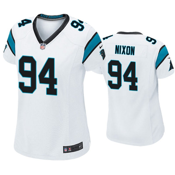 Womens Carolina Panthers #94 Daviyon Nixon Nike White Limited Jersey