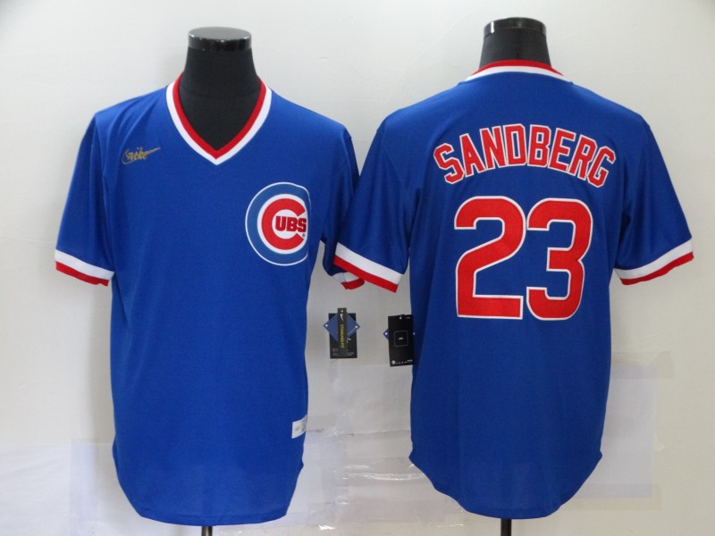 Womens Chicago Cubs Retired Player #23 Ryne Sandberg Nike Blue Pullover Jerseys