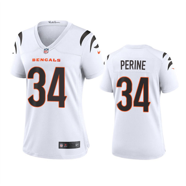 Womens Cincinnati Bengals #34 Samaje Perine Nike White Away Limited Jersey