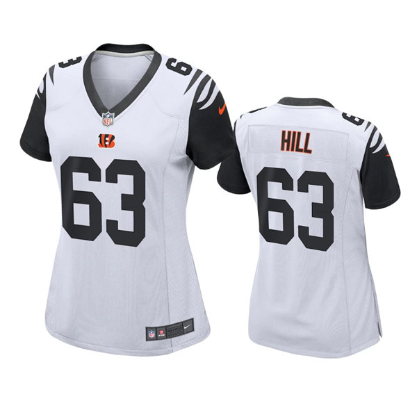 Womens Cincinnati Bengals #63 Trey Hill Nike White Color Rush Jersey