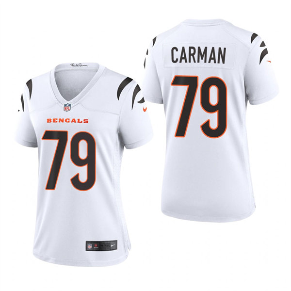 Womens Cincinnati Bengals #79 Jackson Carman Nike White Away Limited Jersey