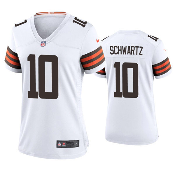 Womens Cleveland Browns #10 Anthony Schwartz Nike White Away Vapor Limited Jersey