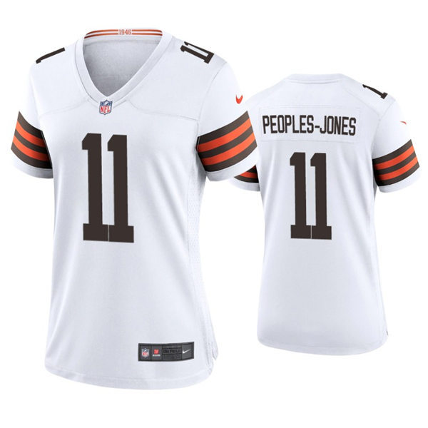 Womens Cleveland Browns #11 Donovan Peoples-Jones Nike White Away Vapor Limited Jersey