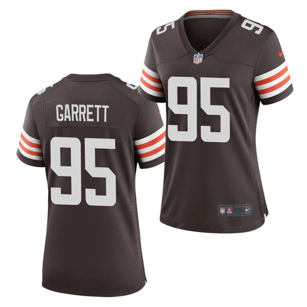Womens Cleveland Browns #95 Myles Garrett Nike Brown Home Vapor Limited Jersey