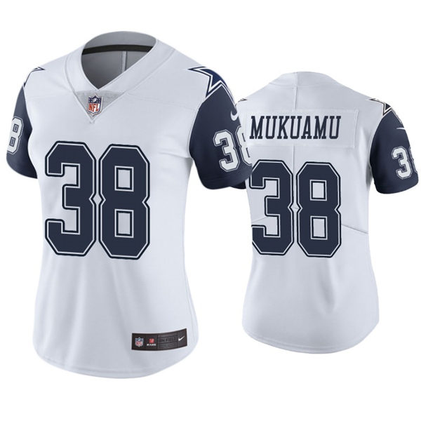 Womens Dallas Cowboys #38 Israel Mukuamu Nike White Color Rush Limited Jersey