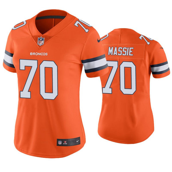 Womens Denver Broncos #70 Bobby Massie Nike Orange Color Rush Jersey