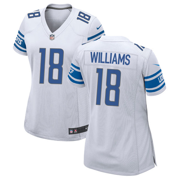 Womens Detroit Lions #18 Jameson Williams Nike White Limited Player Jersey