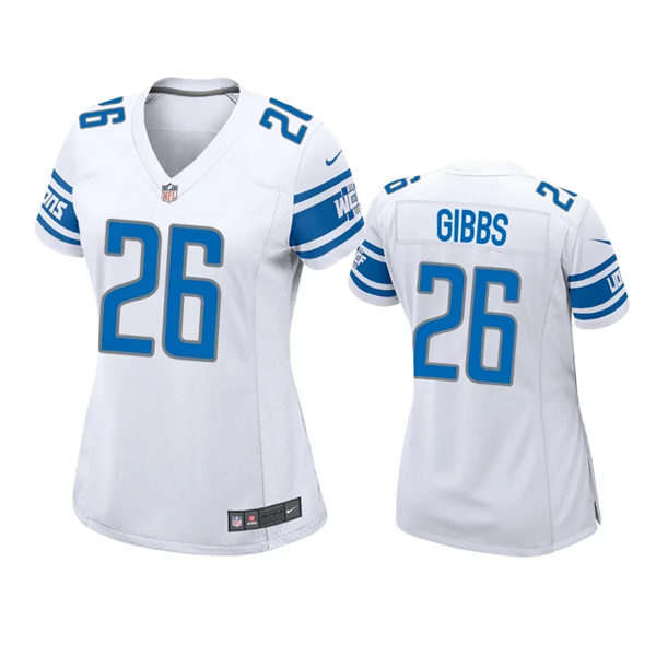 Womens Detroit Lions #26 Jahmyr Gibbs Nike White Limited Jersey
