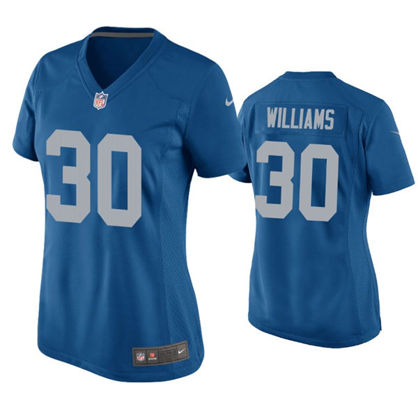 Womens Detroit Lions #30 Jamaal Williams Nike Blue Retro Throwback Jersey