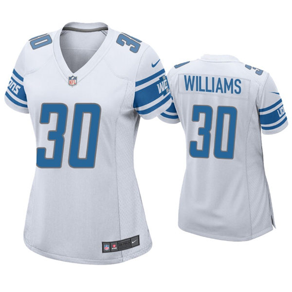 Womens Detroit Lions #30 Jamaal Williams Nike White Limited Jersey