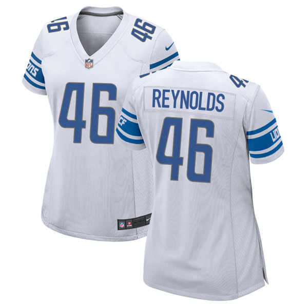 Womens Detroit Lions #46 Craig Reynolds Nike White Limited Player Jersey