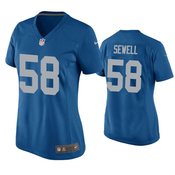 Womens Detroit Lions #58 Penei Sewell Nike Blue Retro Throwback Jersey