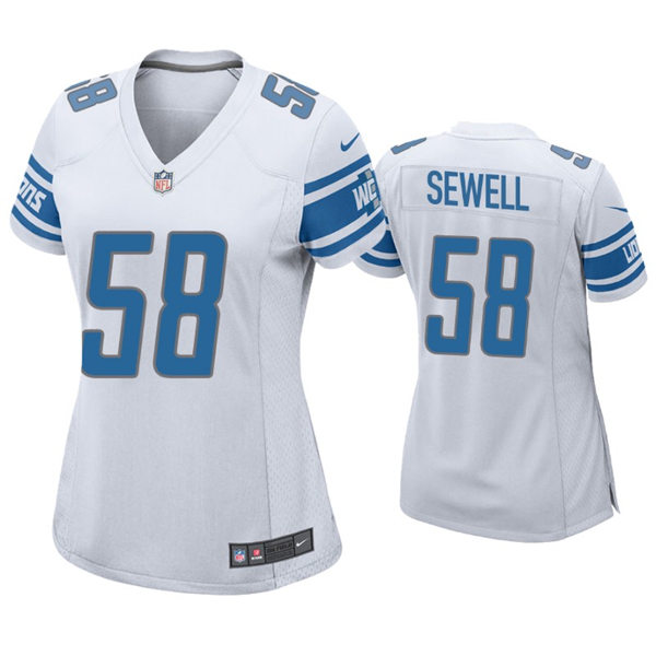 Womens Detroit Lions #58 Penei Sewell Nike White Limited Jersey
