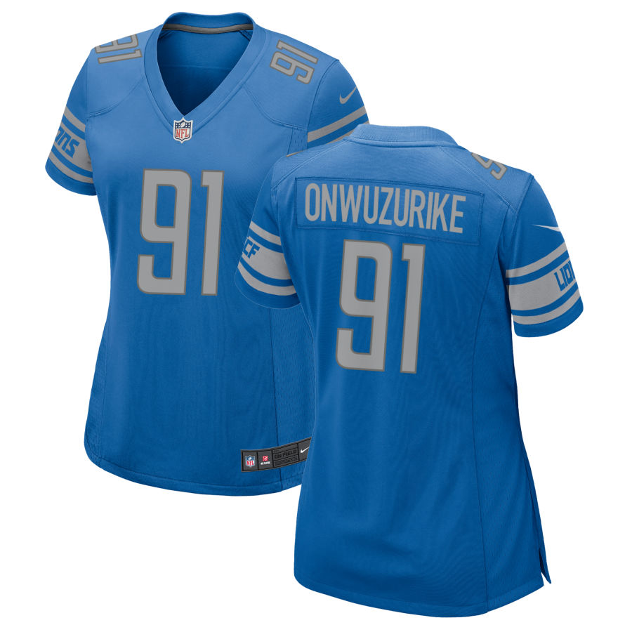 Womens Detroit Lions #91 Levi Onwuzurike Nike Blue Limited Jersey