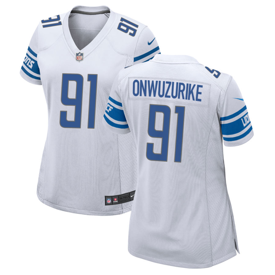 Womens Detroit Lions #91 Levi Onwuzurike Nike White Limited Jersey
