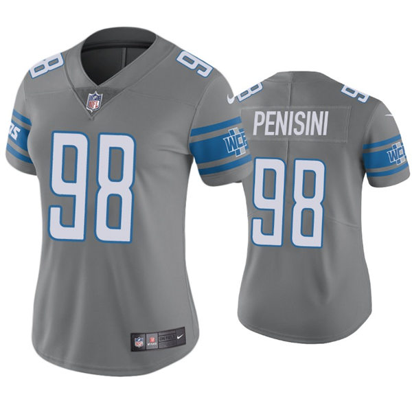 Womens Detroit Lions #98 John Penisini Nike Silver Color Rush Jersey
