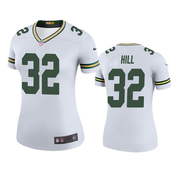 Womens Green Bay Packers #32 Kylin Hill Nike White Limited Jersey