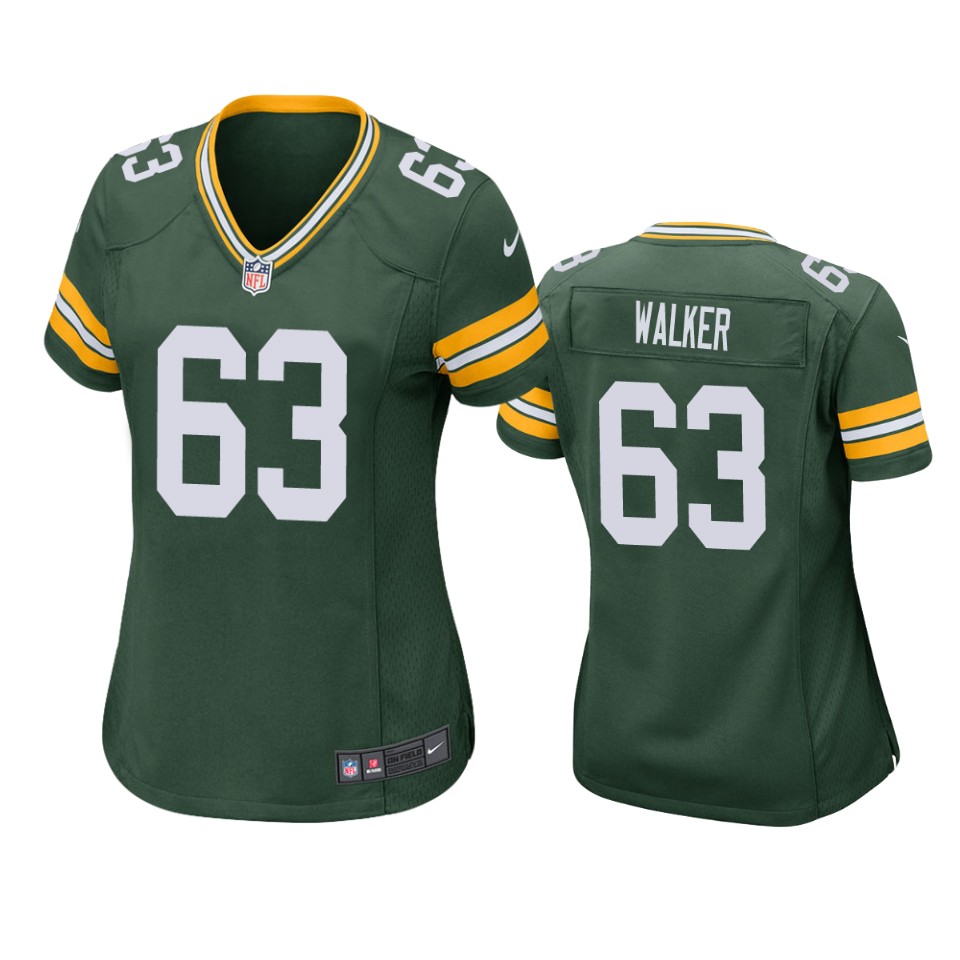 Womens Green Bay Packers #63 Rasheed Walker Green Vapor Limited Jersey