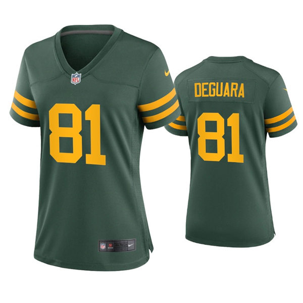 Womens Green Bay Packers #81 Josiah Deguara Nike 2021 Green Alternate Retro 1950s Throwback Jersey